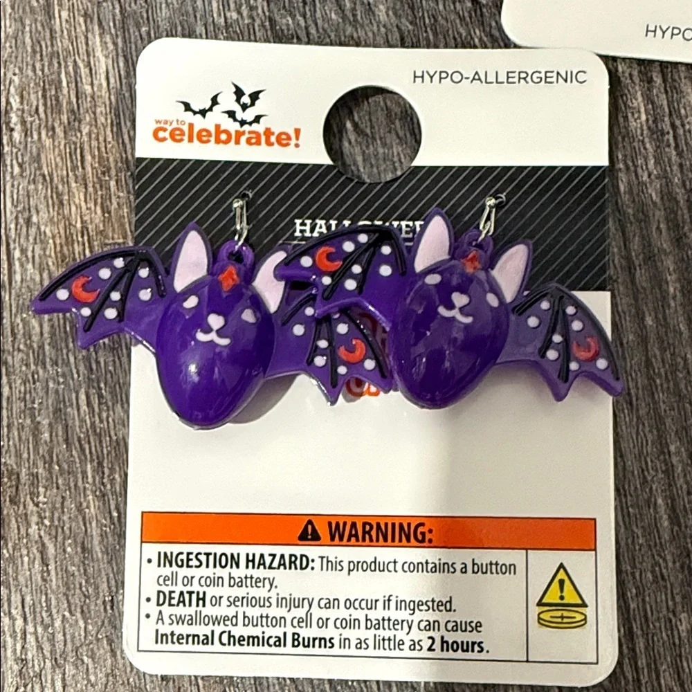3 Halloween Earrings Set - Purple, Orange, Silver